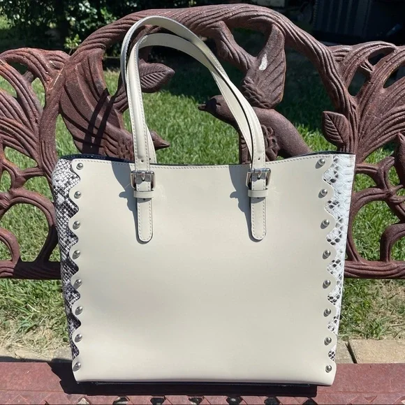 NWT Persaman NY Snake Embossed Leather Handbag Tote With Smaller Bag - Picture 3 of 14